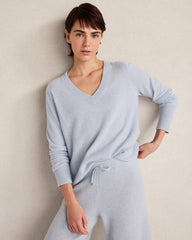 SALT WATER HTHR CASHMERE SADDLE SHOULDER V-NECK SWEATER | Talbots outlet