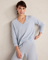 SALT WATER HTHR CASHMERE SADDLE SHOULDER V-NECK SWEATER | Talbots discount