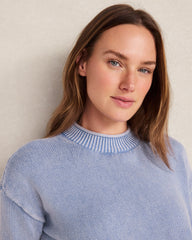 GARMENT DYE ROPE|GARMENT DYE WAVE GARMENT-DYED ORGANIC COTTON ROLL NECK SWEATER | Talbots sale