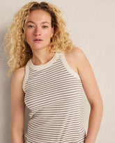 SANDSTONE HTHR/SLATE BRWN ORGANIC COTTON STRIPED RACERBACK TANK | Talbots for sale