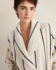 SANDSTONE/NIGHTFALL PLUSH TERRY STRIPED ROBE + TOTE SET | Talbots on sale