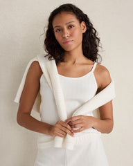 IVORY|SLATE BROWN ORGANIC COTTON POINTELLE CAMI | Talbots online