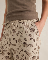 PURE TAUPE MULTI ORGANIC COTTON POPLIN SCATTERED FLORAL PAJAMA PANTS | Talbots for sale