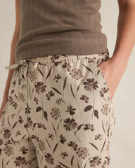 PURE TAUPE MULTI ORGANIC COTTON POPLIN SCATTERED FLORAL PAJAMA PANTS | Talbots on sale