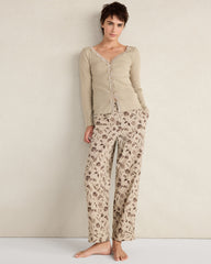 PURE TAUPE MULTI ORGANIC COTTON POPLIN SCATTERED FLORAL PAJAMA PANTS | Talbots for sale