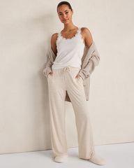 PURE TAUPE HTHR/WHITE CALM & COOL HEATHERED STRIPE PAJAMA PANTS | Talbots discount