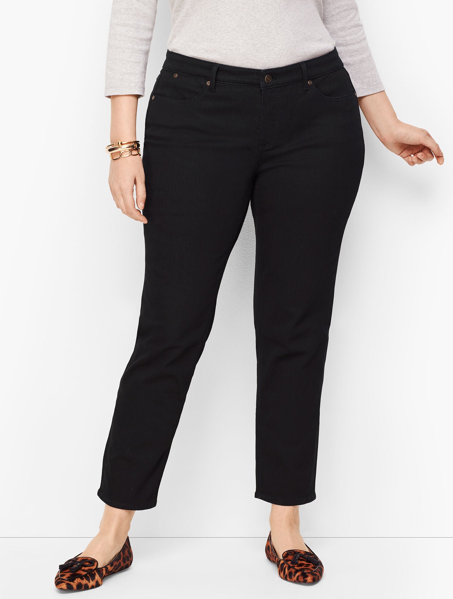 BLACK PLUS SIZE SLIM ANKLE JEANS - BLACK | Talbots outlet