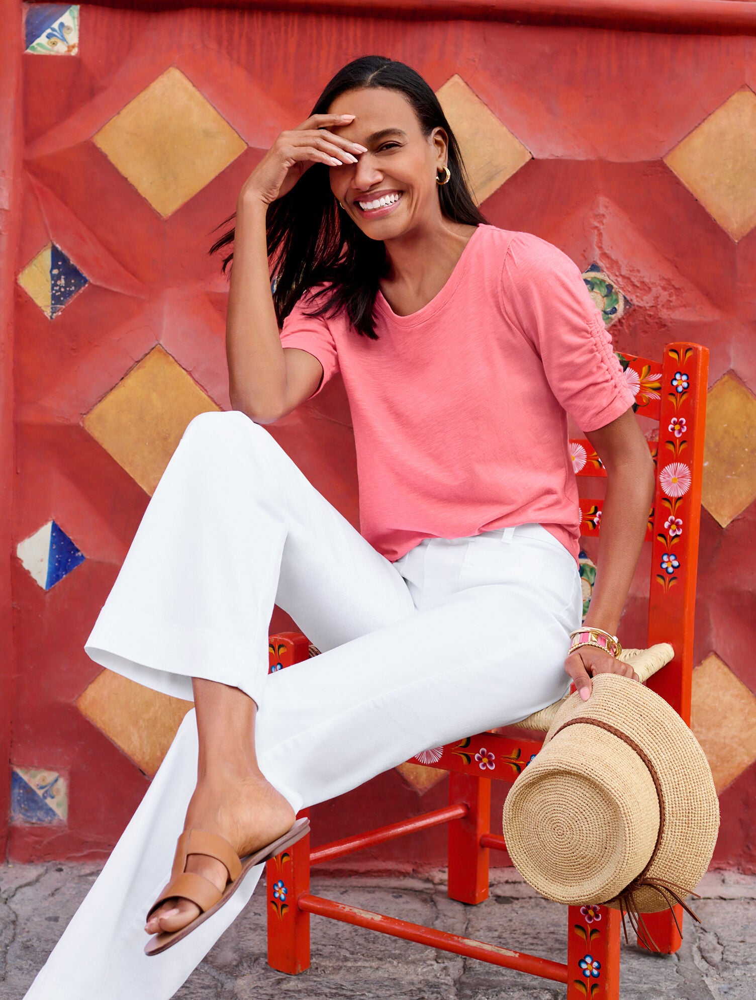 BLACK|HAVANA TAN|INDIGO BLUE|WHITE HANNAH VACHETTA LEATHER SLIDES | Talbots on sale