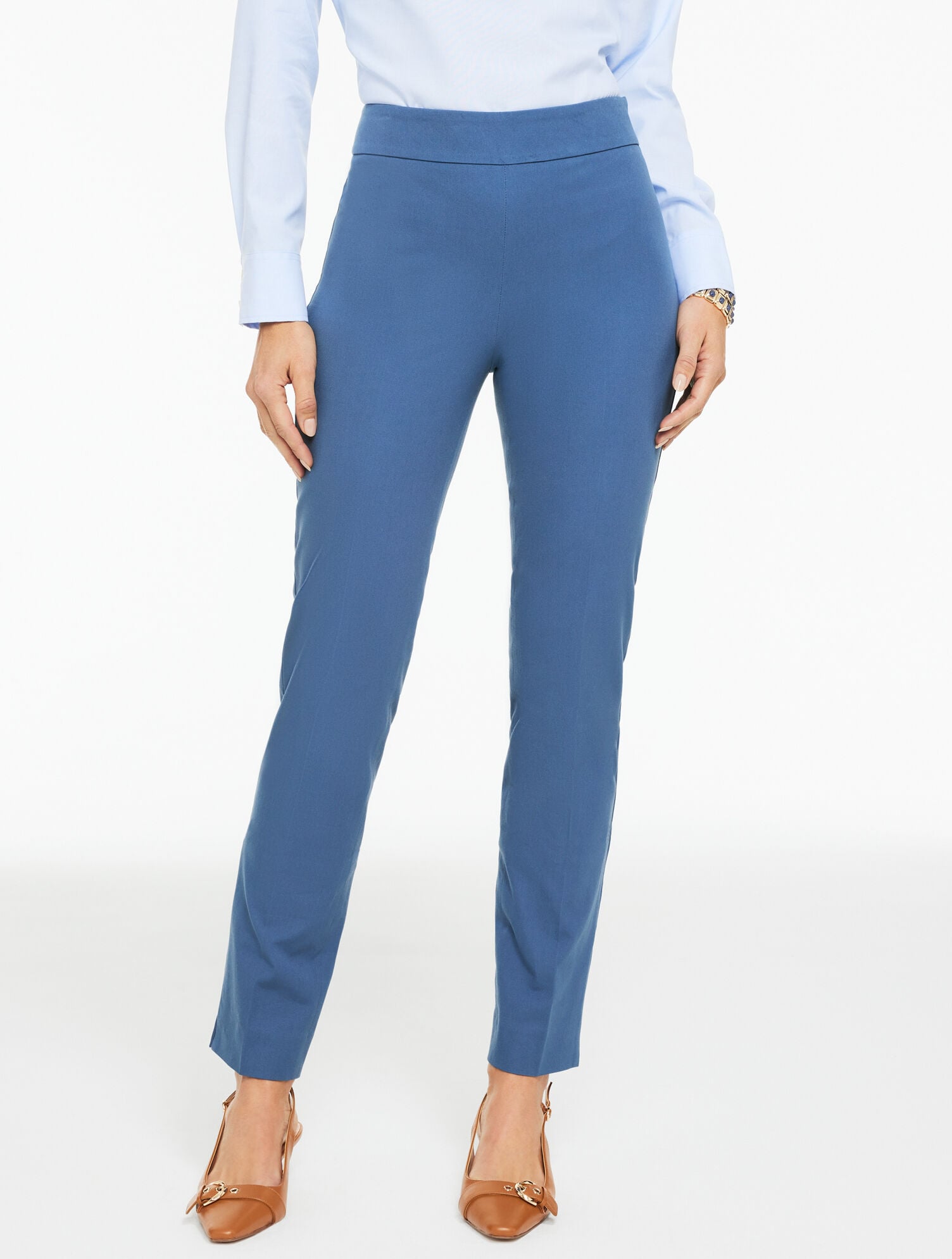 BLACK|GYPSUM|INDIGO|NAVY DUSK|WHITE TALBOTS CHATHAM COTTON BI-STRETCH SLIM ANKLE PANTS - SOLID | Talbots online