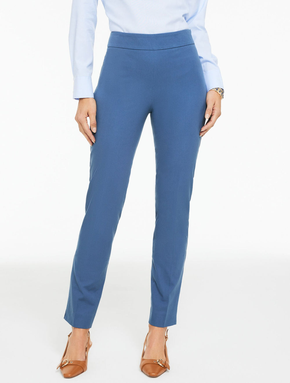 BLACK|GYPSUM|INDIGO|NAVY DUSK|WHITE TALBOTS CHATHAM COTTON BI-STRETCH SLIM ANKLE PANTS - SOLID | Talbots online