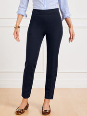 BLACK|GYPSUM|INDIGO BLUE|WHITE TALBOTS CHATHAM COTTON BI-STRETCH SLIM ANKLE PANTS - CURVY FIT | Talbots sale