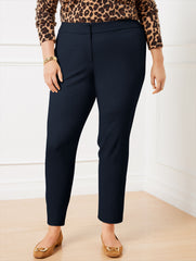 BLACK|GYPSUM|INDIGO BLUE PLUS EXCLUSIVE TALBOTS CHATHAM COTTON BI-STRETCH SLIM ANKLE PANTS - SOLID - CURVY FIT | Talbots outlet