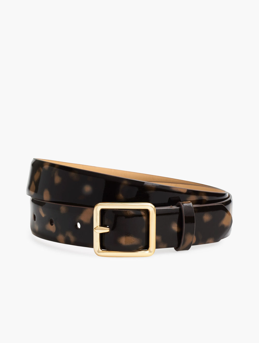 TAN/BLACK PATENT LEATHER TORTOISE BELT | Talbots outlet