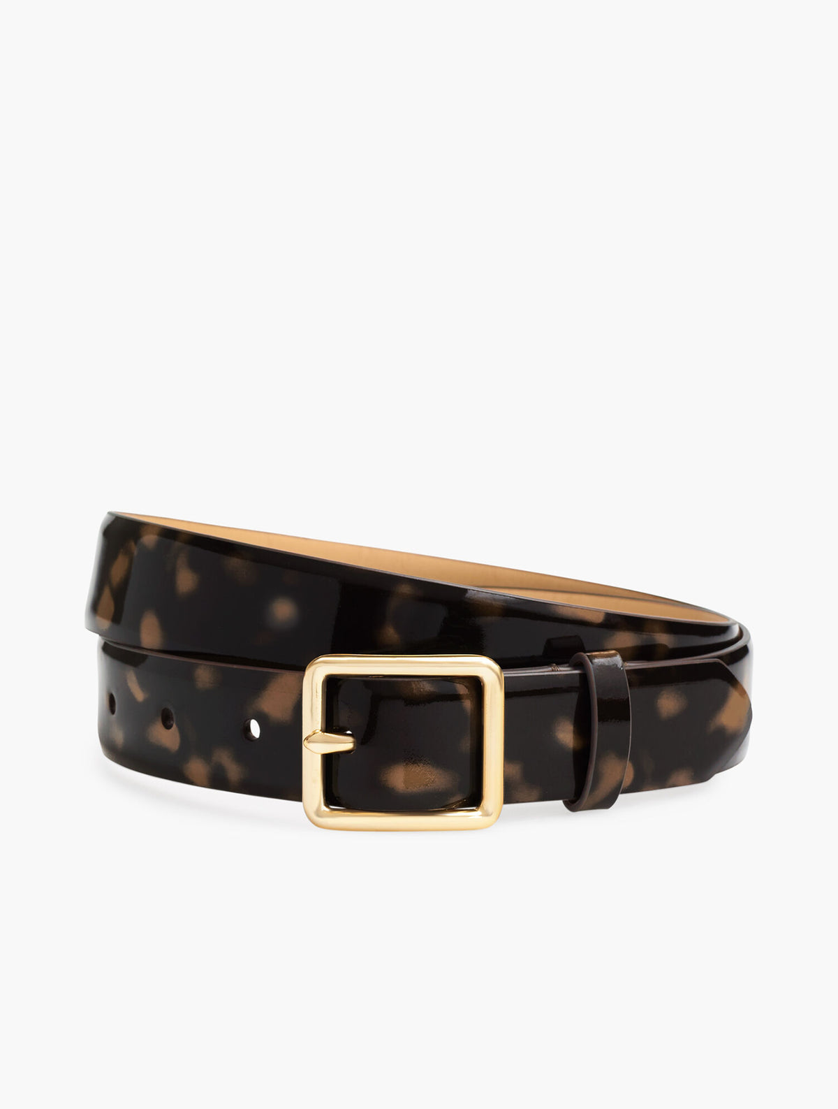 TAN/BLACK PATENT LEATHER TORTOISE BELT | Talbots outlet