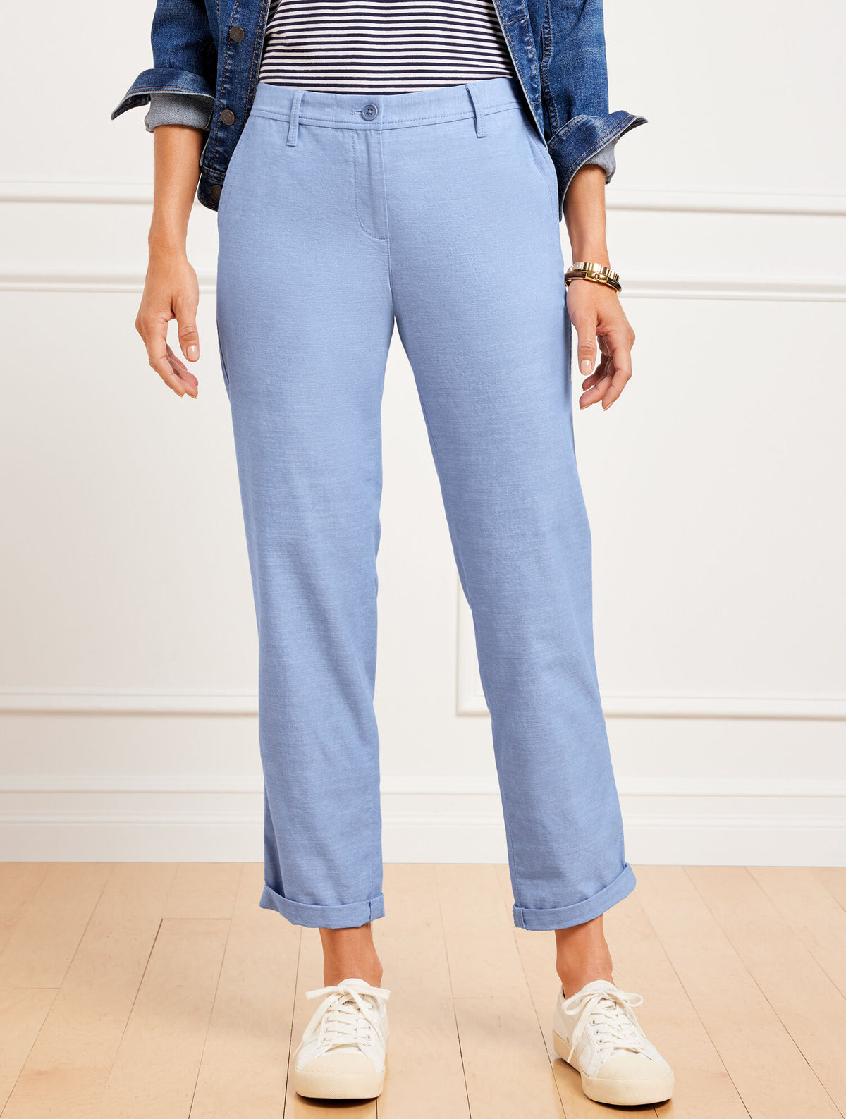 BLUE/GREY RELAXED CHINOS - NEWPORT CHAMBRAY | Talbots US