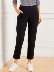 BLACK EVERYDAY STRETCH STRAIGHT LEG ANKLE PANT | Talbots on sale
