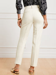 IVORY|WHITE TALBOTS HAMPSHIRE LIGHTWEIGHT DOUBLE CLOTH STRAIGHT ANKLE PANTS - LINED | Talbots discount