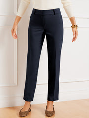 BLACK|INDIGO BLUE|RATTAN TALBOTS HAMPSHIRE LIGHTWEIGHT DOUBLE CLOTH STRAIGHT ANKLE PANT - CURVY FIT | Talbots for sale