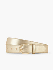 GOLD METALLIC LEATHER BELT | Talbots US