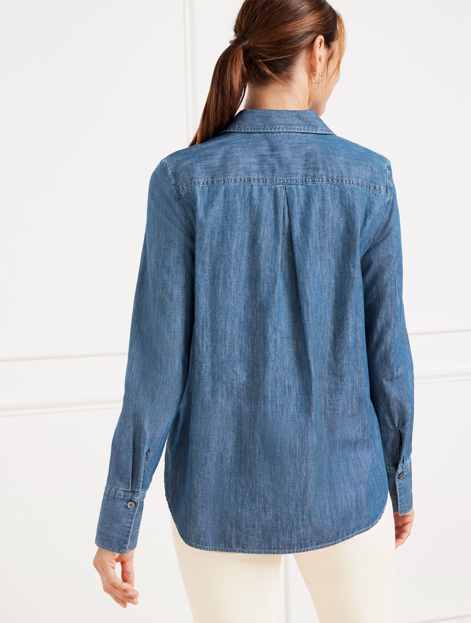 INDIGO NIGHT WASH BOYFRIEND SHIRT - DENIM | Talbots for sale