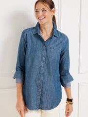 INDIGO NIGHT WASH BOYFRIEND SHIRT - DENIM | Talbots for sale