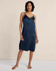 BLACK|IVORY|NAVY|SEA|SEPIA ROSE WASHABLE SILK DOUBLE V CHEMISE | Talbots on sale