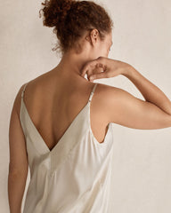BLACK|BLACKCURRANT|FULL MOON|IVORY|NAVY|SEA|SEPIA ROSE|SIENNA WASHABLE SILK DOUBLE V SLEEP CAMI | Talbots US