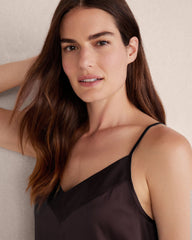 BLACK|BLACKCURRANT|FULL MOON|IVORY|NAVY|SEA|SEPIA ROSE|SIENNA WASHABLE SILK DOUBLE V SLEEP CAMI | Talbots US