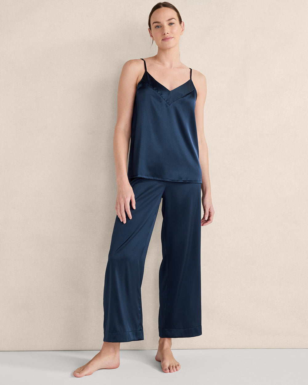 BLACK|BLACKCURRANT|FULL MOON|IVORY|NAVY|SEA|SEPIA ROSE|SIENNA WASHABLE SILK DOUBLE V SLEEP CAMI | Talbots near me