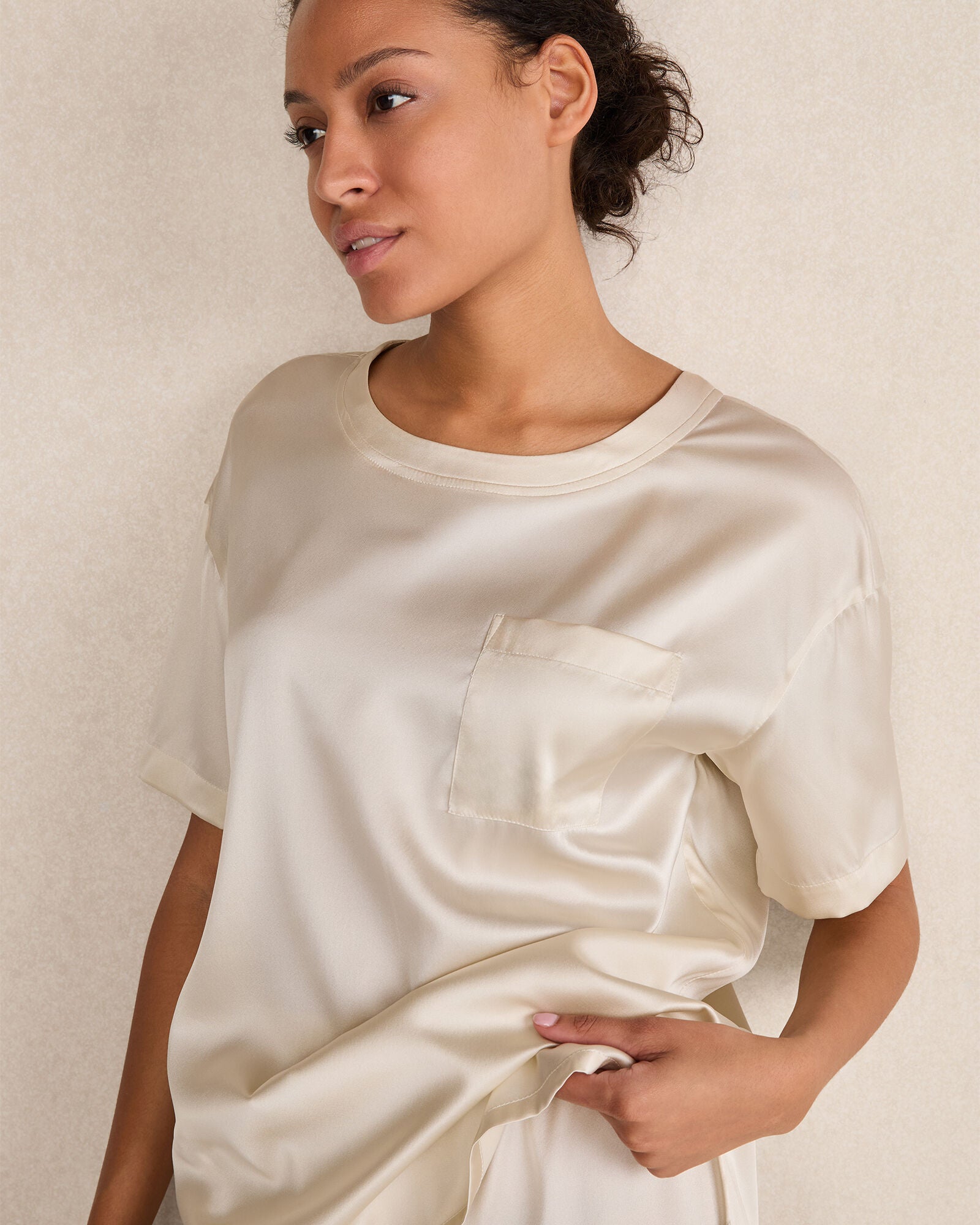 BLACK|BLACKCURRANT|BURGUNDY BERRY|FULL MOON|IVORY|NAVY|SEA|SEPIA ROSE WASHABLE SILK SLEEP TOP | Talbots sale