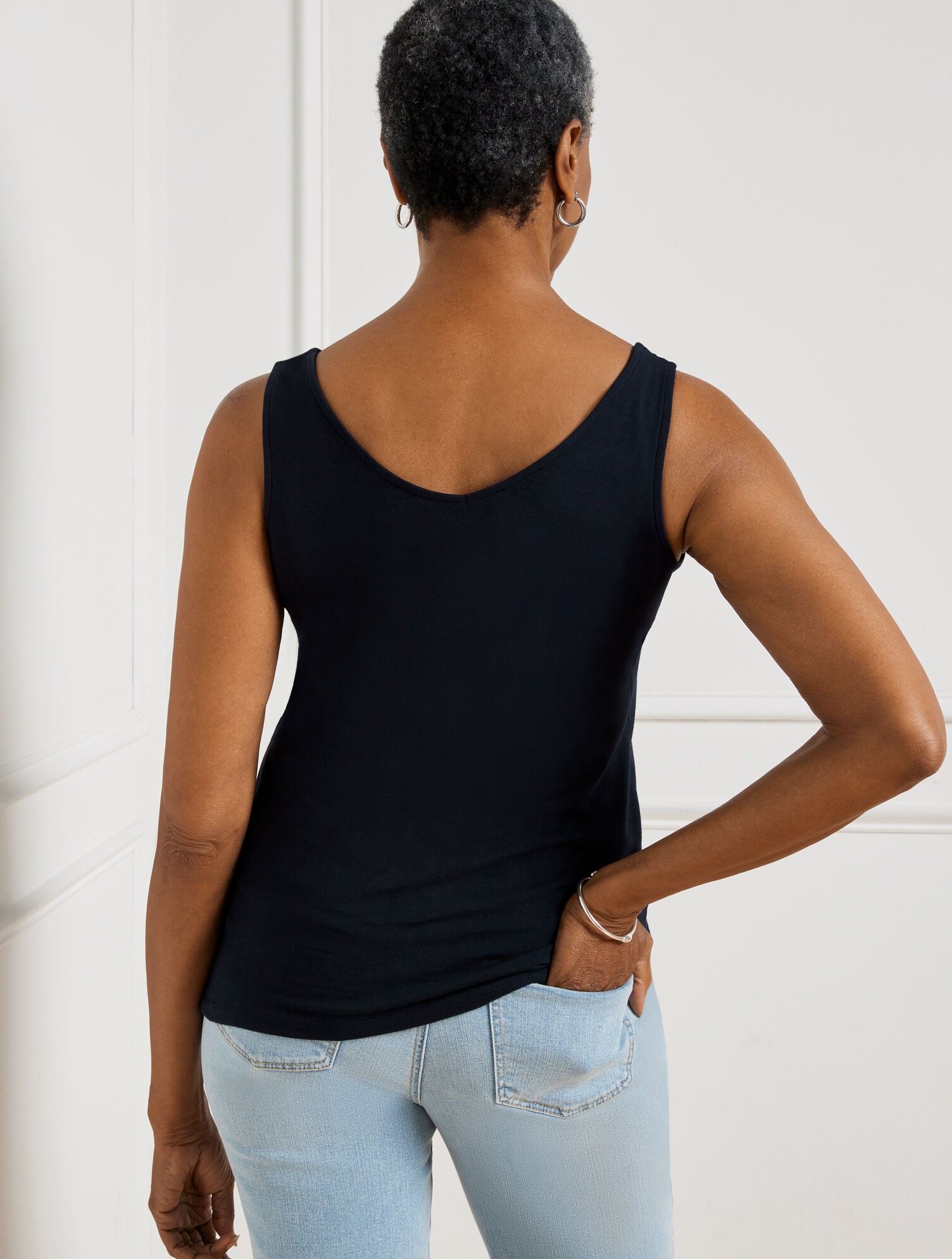 BLACK|INDIGO|IVORY|WHITE|MOONLIGHT BLUE|PORT WINE|SANGRIA 180° TWO-WAY TANK | Talbots sale