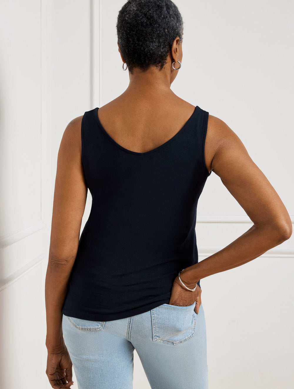BLACK|INDIGO|IVORY|WHITE|MOONLIGHT BLUE|PORT WINE|SANGRIA 180° TWO-WAY TANK | Talbots sale