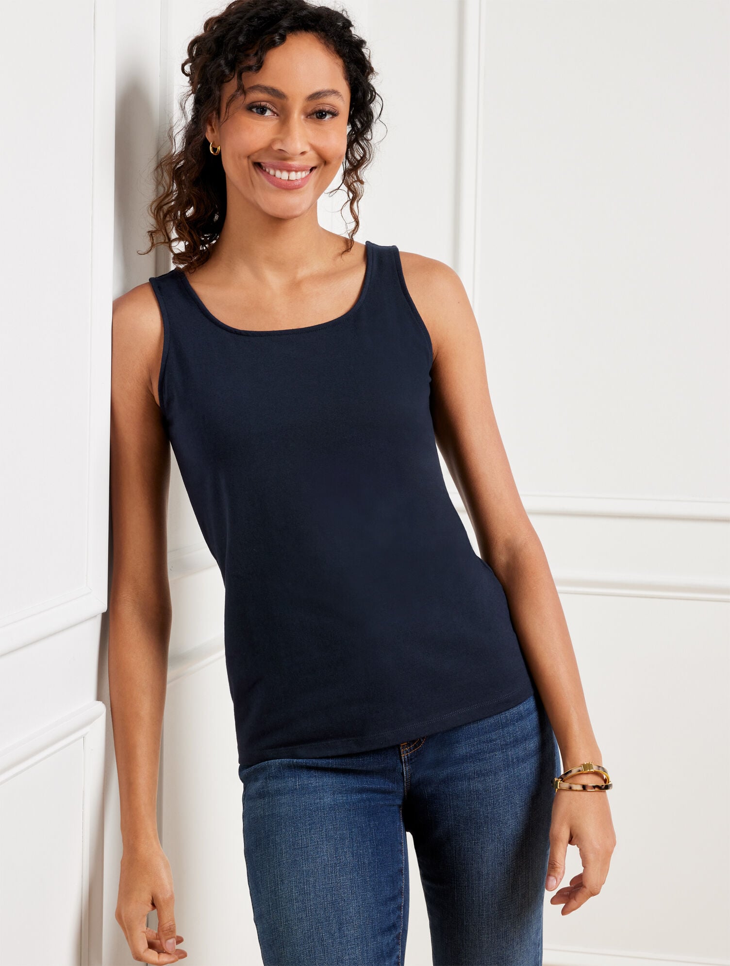 BLACK|INDIGO|IVORY|WHITE|MOONLIGHT BLUE|PORT WINE|SANGRIA 180° TWO-WAY TANK | Talbots sale