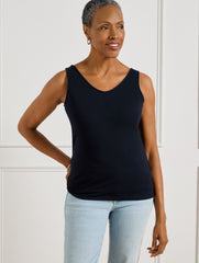 BLACK|INDIGO|IVORY|WHITE|MOONLIGHT BLUE|PORT WINE|SANGRIA 180° TWO-WAY TANK | Talbots sale