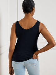 BLACK|INDIGO|IVORY|WHITE|MOONLIGHT BLUE|PORT WINE|SANGRIA 180° TWO-WAY TANK | Talbots sale