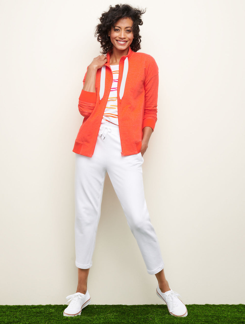 WHITE/SOMERSET PEACH CROSS BACK TOP - BASHFUL STRIPE | Talbots near me