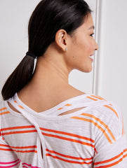 WHITE/SOMERSET PEACH CROSS BACK TOP - BASHFUL STRIPE | Talbots near me