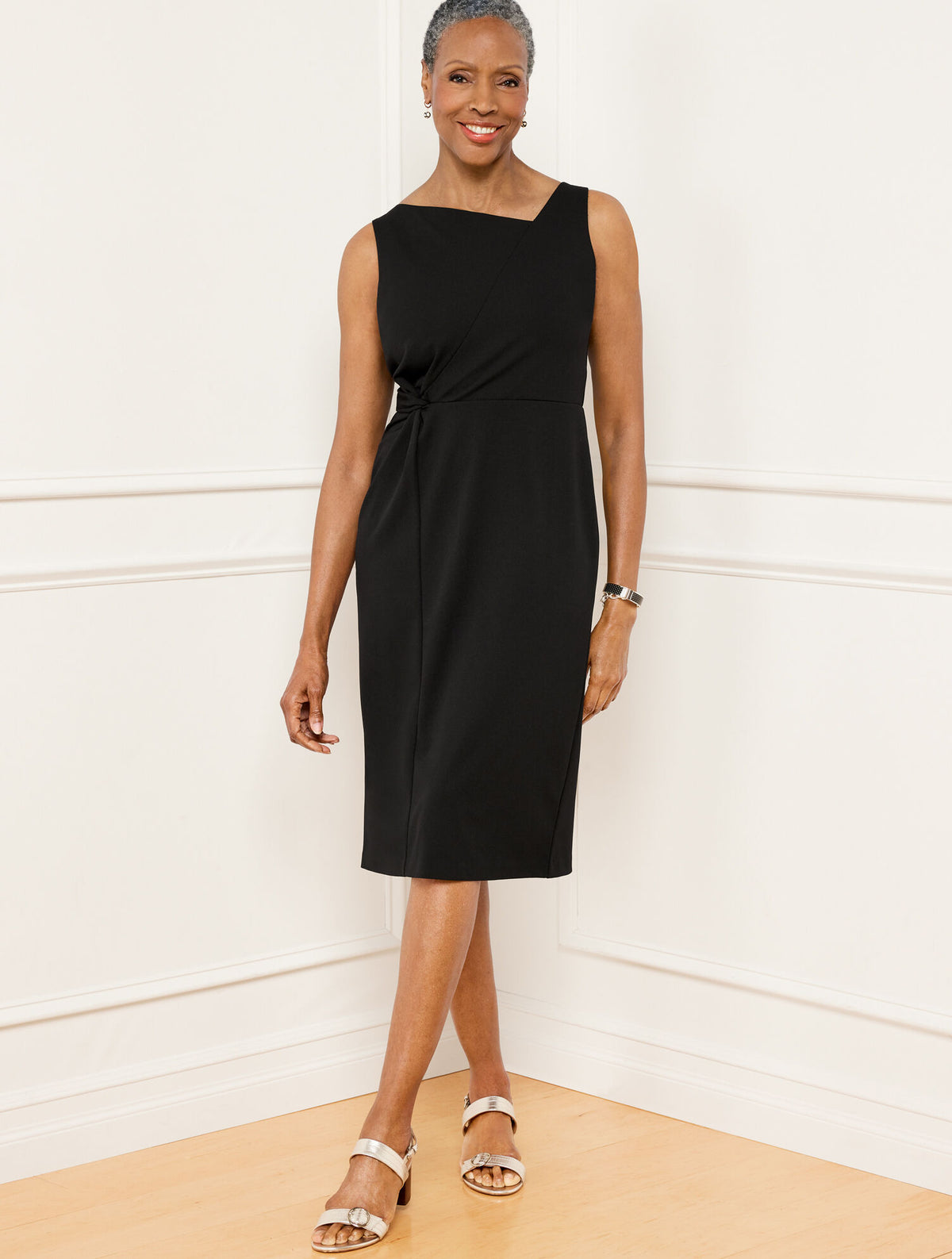 BLACK TWIST DETAIL SHEATH DRESS | Talbots on sale