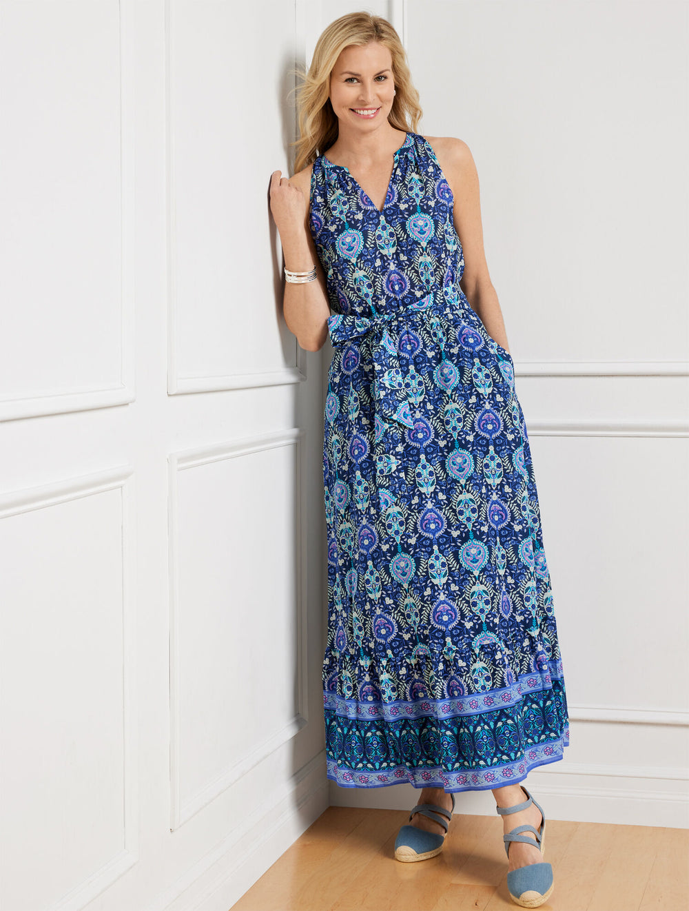 INDIA INK MULTI MAXI DRESS - FLORET MEDALLION | Talbots online
