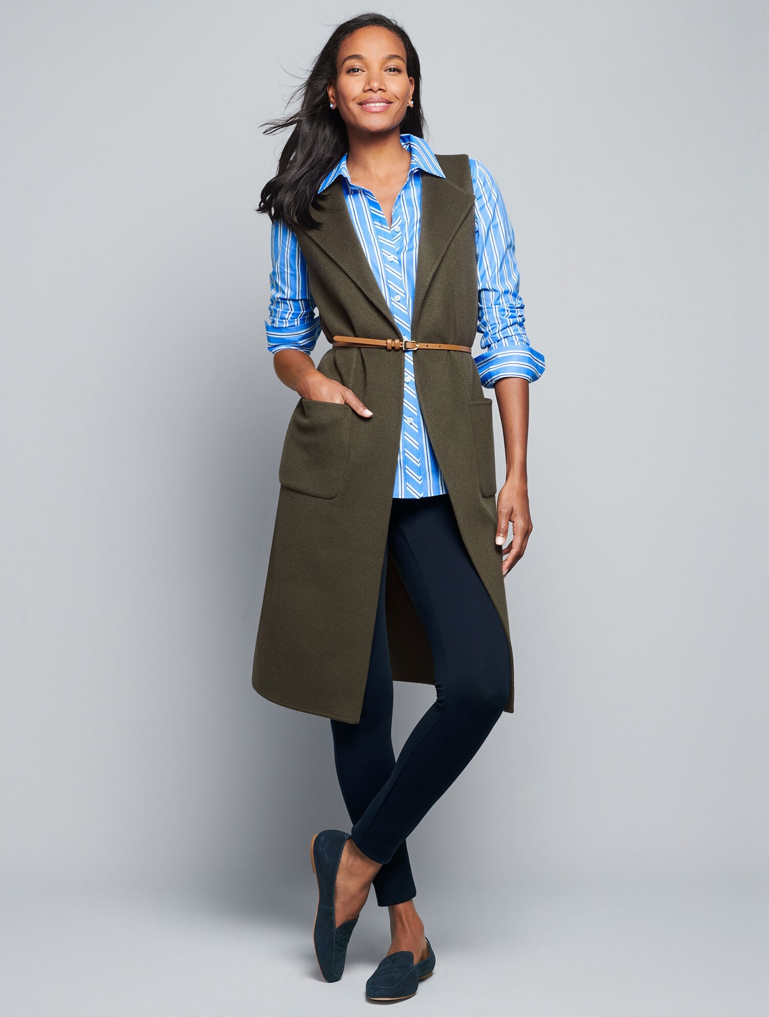 BLACK|HAVANA TAN|INDIGO BLUE SLIM LEATHER BELT | Talbots on sale
