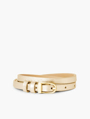 GOLD|SILVER SLIM METALLIC LEATHER BELT | Talbots for sale