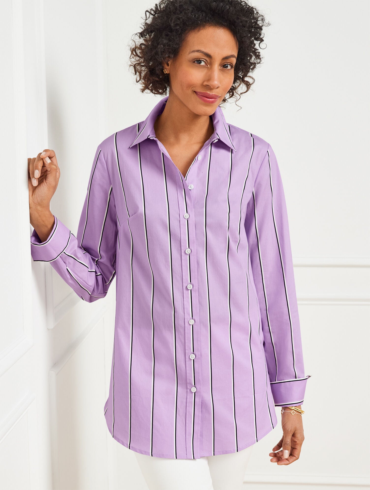 SPRING LILAC/MULTI BOYFRIEND SHIRT - WEEKEND STRIPE | Talbots near me