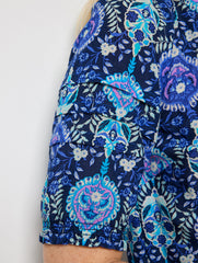 INDIA INK MULTI PLEATED SLEEVE TOP - FLORET MEDALLION | Talbots online