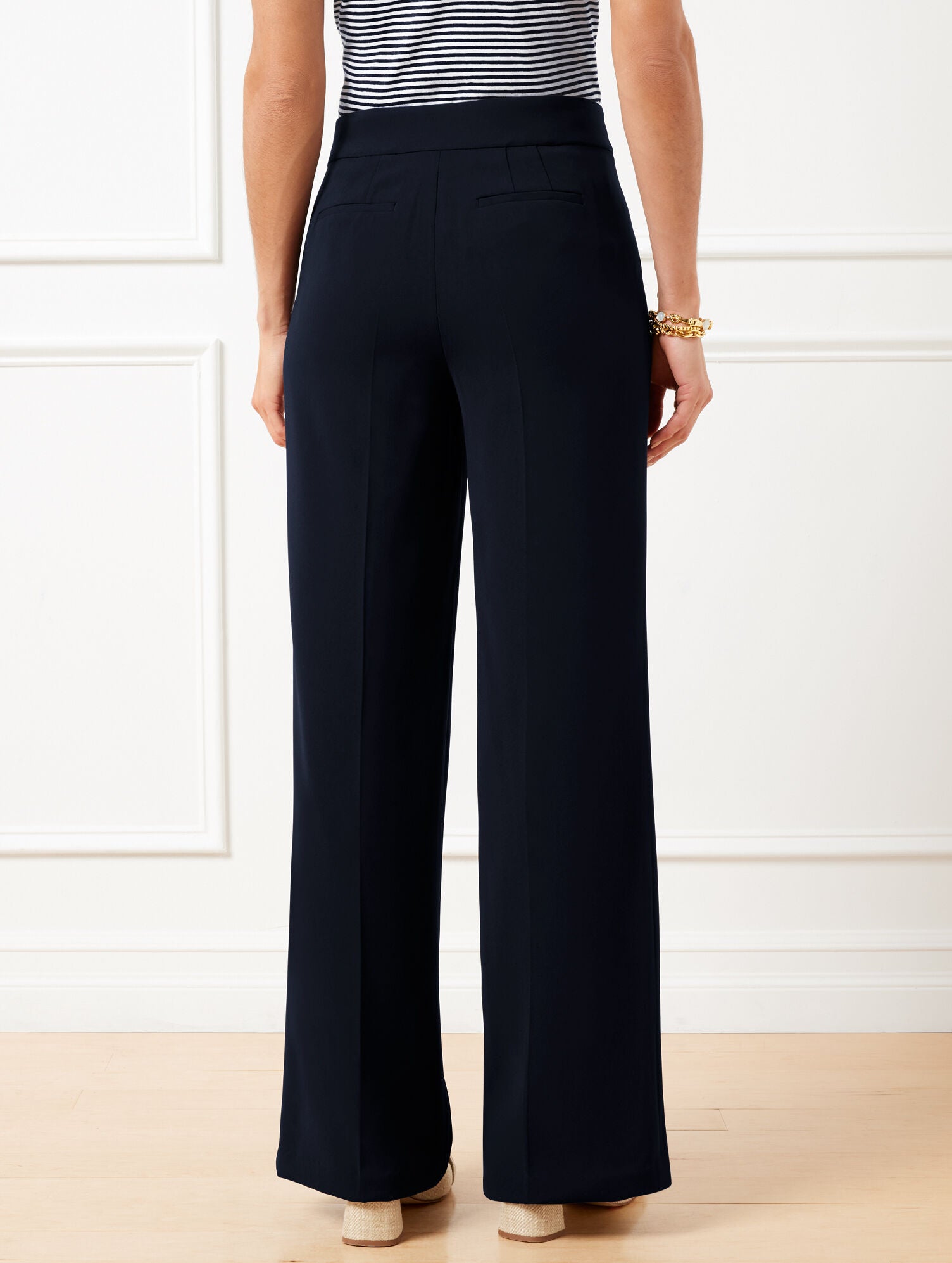 BLACK|INDIGO BLUE EASY TRAVEL WIDE LEG PANTS | Talbots sale