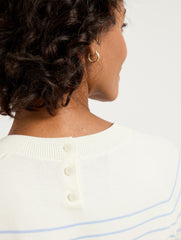 BLACK/IVORY ELBOW SLEEVE PULLOVER - VARIEGATED BRETON | Talbots discount
