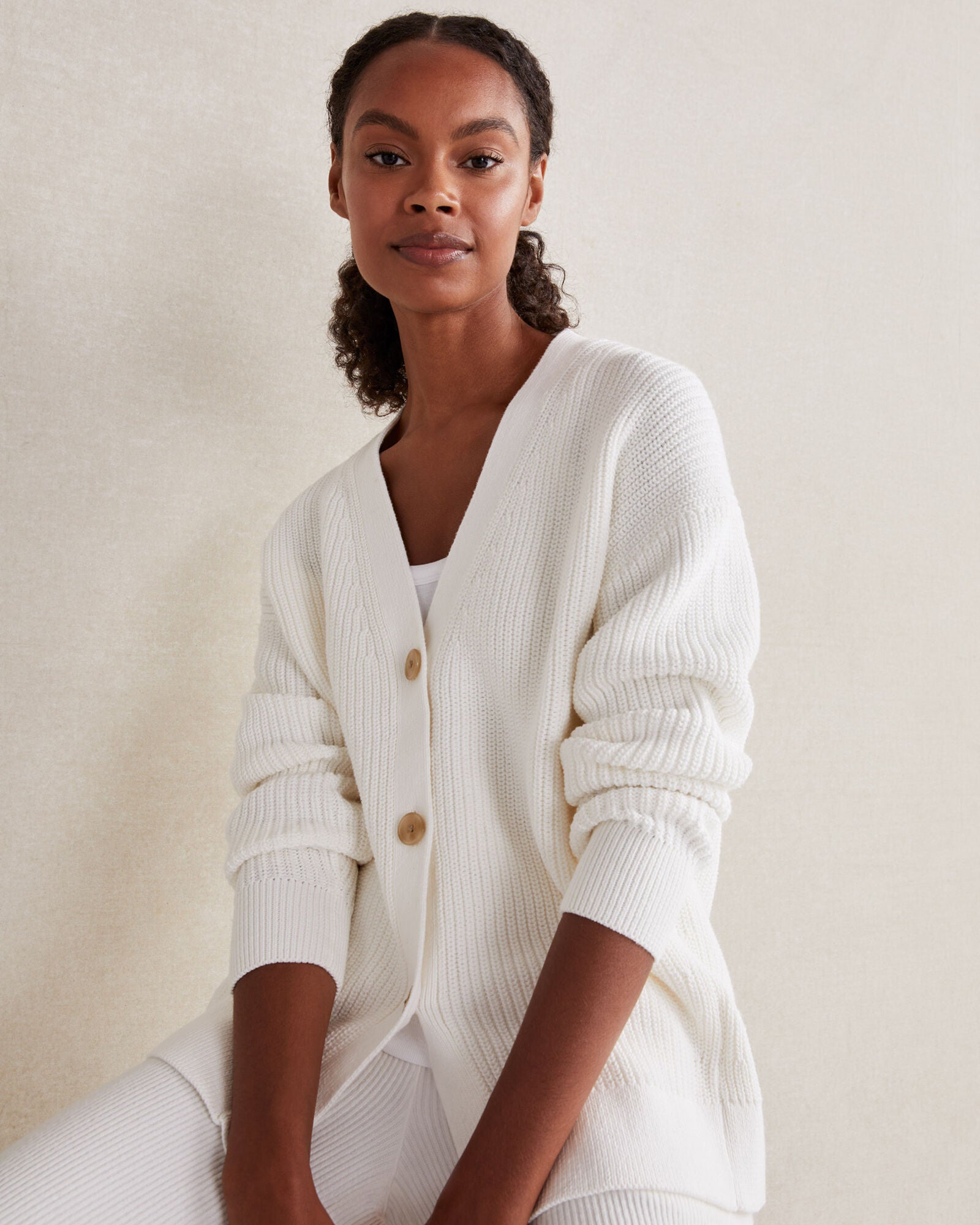 BLACK|FAWN|GARMENT DYE SMOKE ROSE|IVORY|MIDNIGHT|PEARLY PINK|SEPIA ROSE|TWILIGHT|VETIVER|WHITE|BLACKCURRANT|BURGUNDY BERRY|GLACIER FROST|NIGHTENGALE ORGANIC COTTON SHAKER STITCH CARDIGAN | Talbots for sale