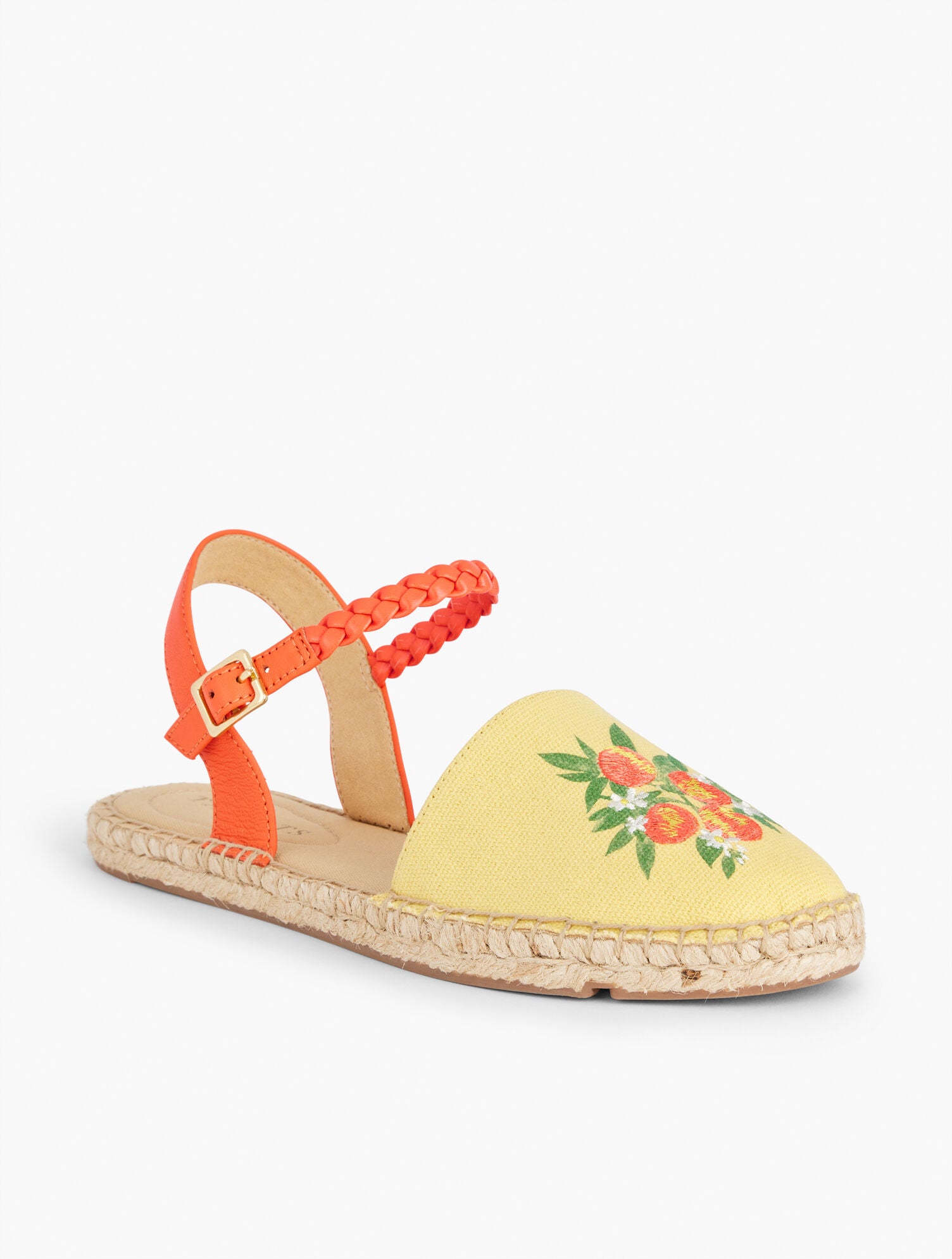 BANANA CREAM IZZY BRAID EMBROIDERED CANVAS ESPADRILLES | Talbots outlet