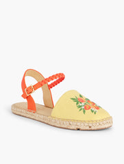 BANANA CREAM IZZY BRAID EMBROIDERED CANVAS ESPADRILLES | Talbots outlet