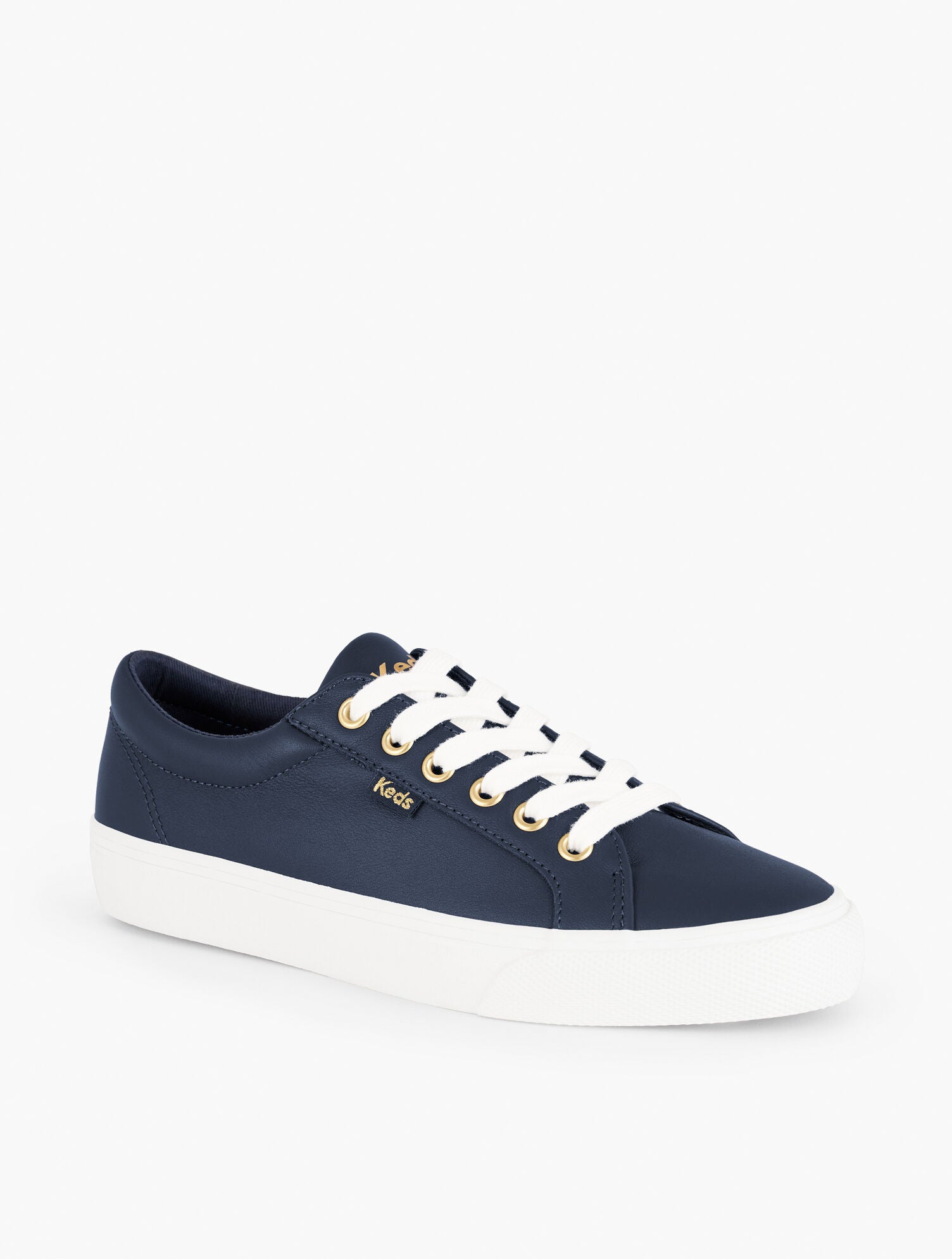 INDIGO BLUE|WHITE KEDS® JUMP KICK LEATHER SNEAKERS | Talbots outlet