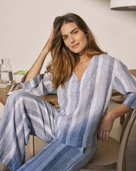 OMBRE STRIPE LINEN OMBRÉ STRIPE V-NECK TOP | Talbots discount